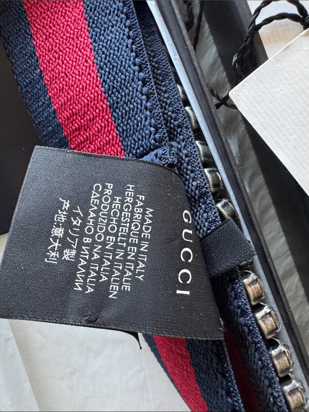 Gucci navy & red  Crystal-Embellished Stretch headband.. - Picture 6 of 14